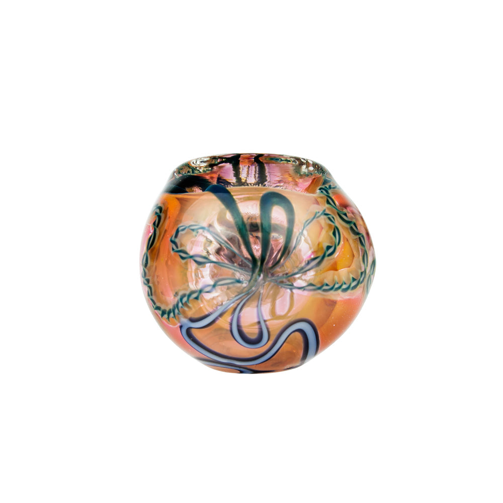 G-Spot Glass Spoon Pipe - Chunky Fumed Clear Glass with Color Zig-Zag Stripes - Front view