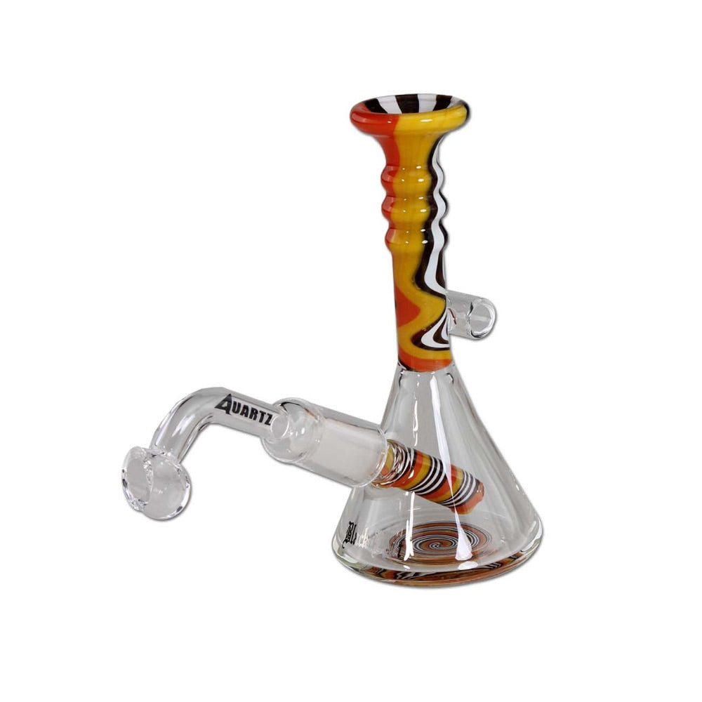 Black Leaf Colored Swirl Mini Dab Rig | Orange