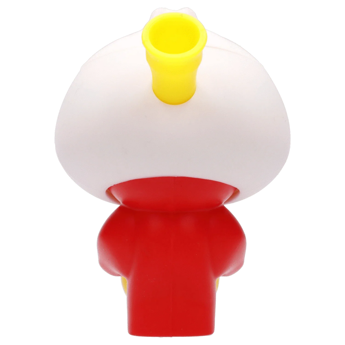 Top-down close-up of the Dumpling Silipipe showing a white rounded head with a yellow mouthpiece and a red body below.