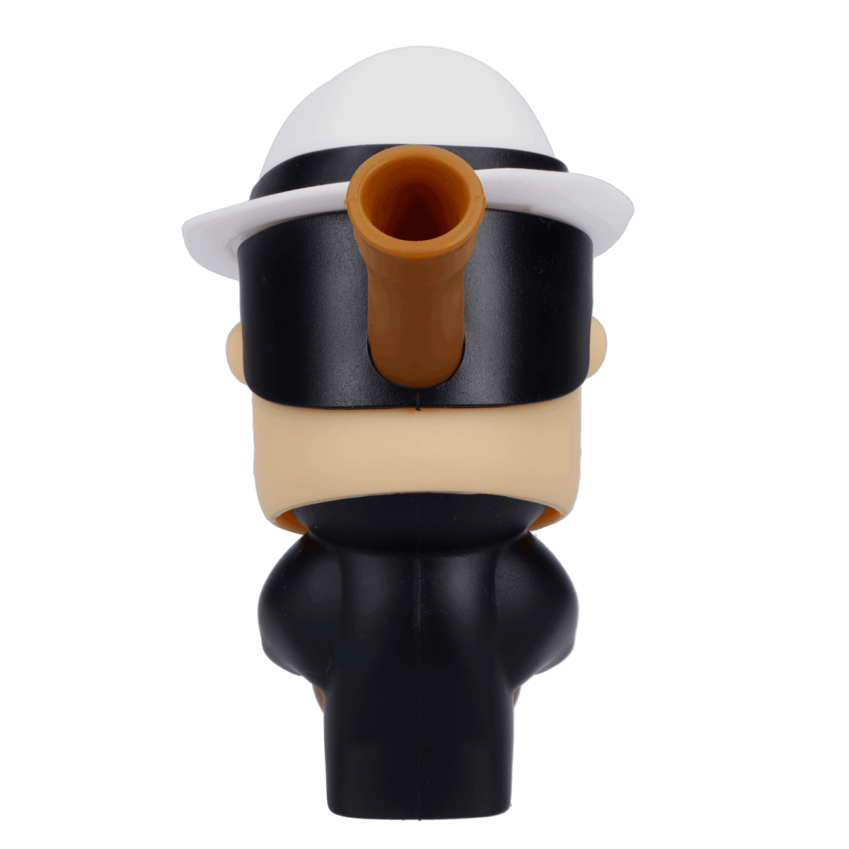 A close-up, angled view of the Mobster Silipipe, showing its smooth, black body and curved mouthpiece.
