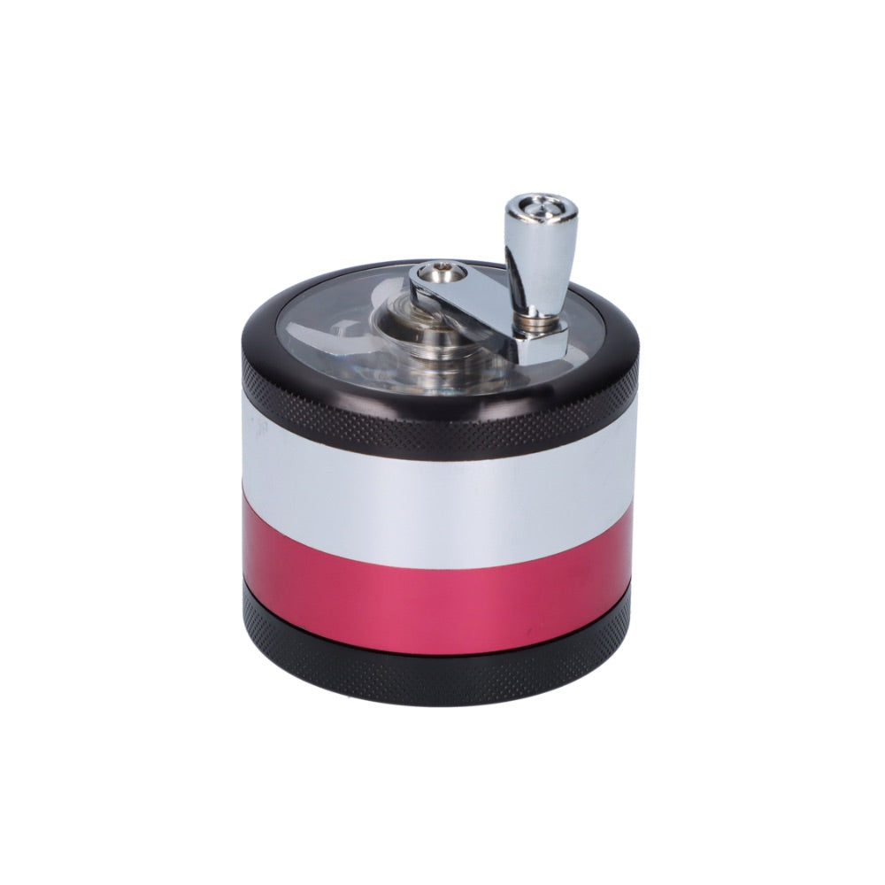Crank Herb Grinder with Magnetic Window Lid |  62mm | Mixed Colors | Black/Silver/Red