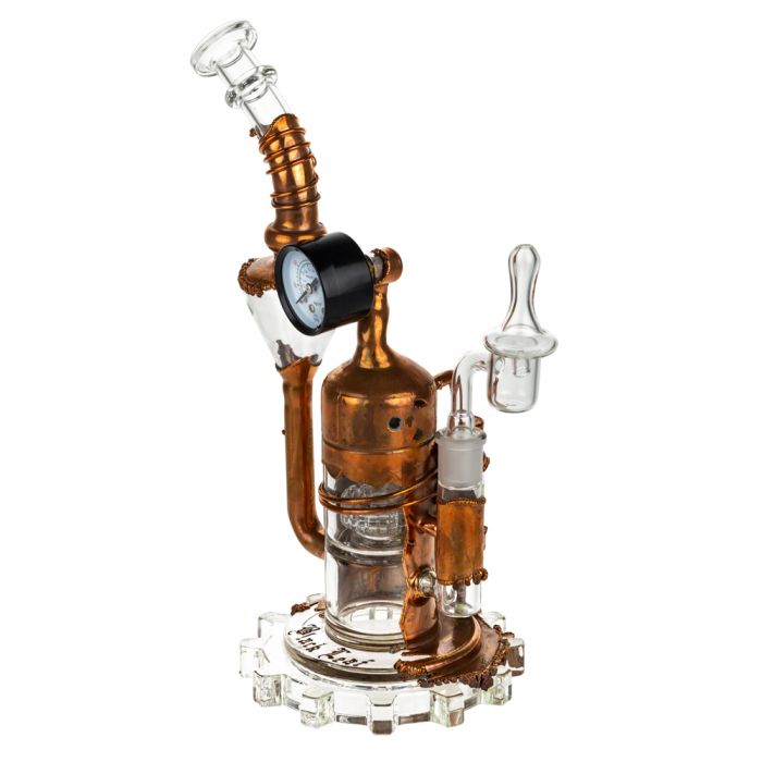 Steampunk Copper Electroform Black Glass Bubbler Pipe