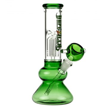 Dopezilla Tokyo Dope Glass Beaker Ice Bong with Tree Perc | Green | side view 1