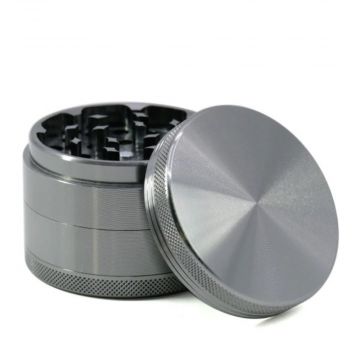 Aluminum 4-Part Herb Grinder with Pollen Screen and Magnetic Lid | Grey