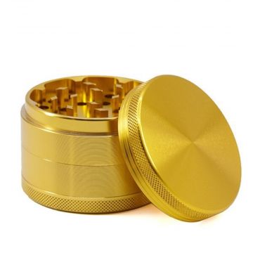Aluminum Herb Grinder with Pollen Screen and Magnetic Lid | 55mm | Gold