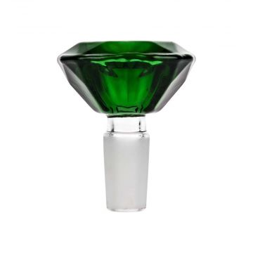 Diamond Shaped Glass herb Bowl | Male Joint | Green