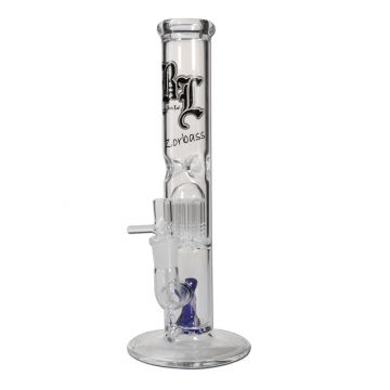 Black Leaf Glass Ice Bong with 10-Arm Tree Perc & Built-in Diffuser