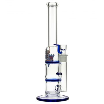 Black Leaf Glass Bong with Double HoneyComb Disc Perc | 32cm - Side View 1