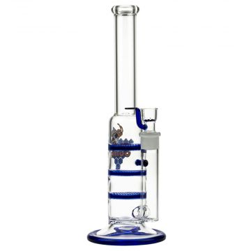 Black Leaf Glass Bong with Triple HoneyComb Disc Perc | 32cm - Side View 1