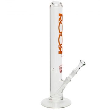 ROOR Zumo Straight Cylinder Glass Ice Bong | Orange Logo - Side View 1