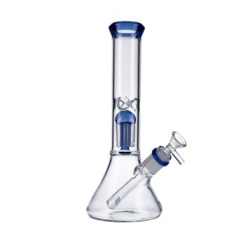 Beaker Base Ice Bong with 4-Arm Tree Perc | 12 Inches | Dark Blue | side view 1