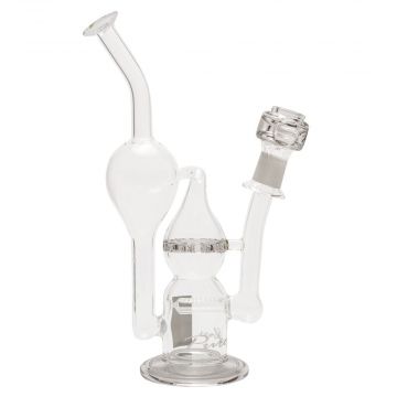 Pure Glass Infinity Recycler Hybrid Dab Rig with Double Perc | 12 Inch - Side View 1
