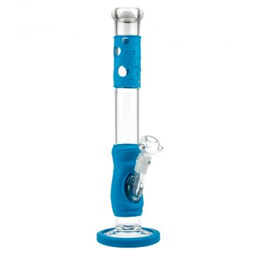 Black Leaf Silly Skin Straight Glass Bong with Silicone Skin - Blue