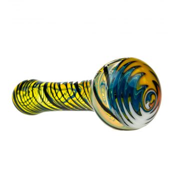 G-Spot Glass Spoon Pipe - Black and White Stripes with Hurricane Bowl