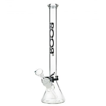 OR Tiny Sista 4.0mm Glass Beaker Bong | Black Logo w/ White Outline | 30cm | 18.8mm joint size - Side View 1