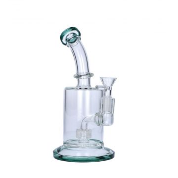 Glass Glycerine Beaker Bubbler with Drum Percolator | Teal | side view 1