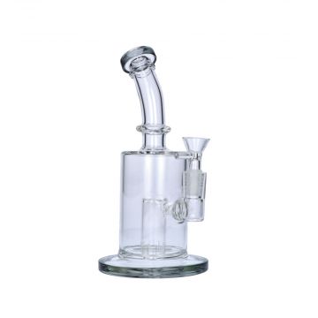 Glass Bubbler with Slitted Perc | 9 Inch | Transparent Black | side view 1